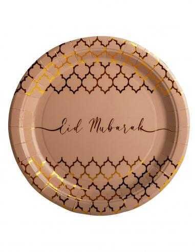 Assiette Eid Moubarak Quadrilobe Or