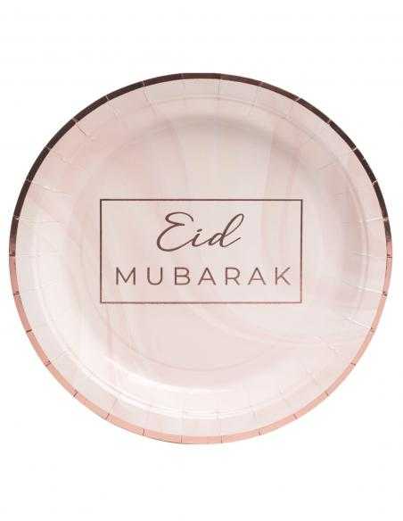 Assiette Eid Mubarak Marbre Rose Gold