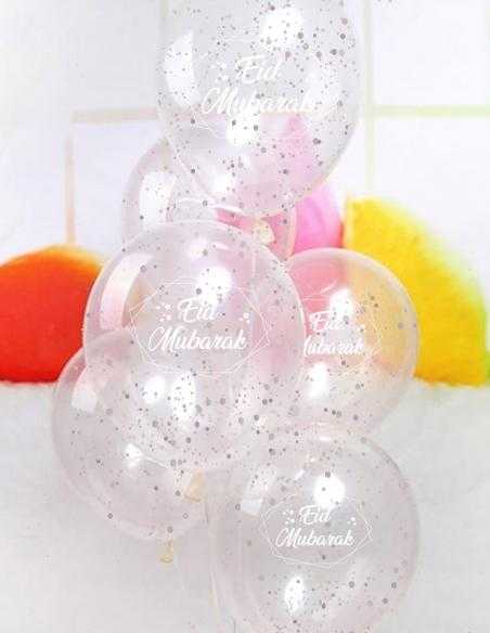 Ballons Confettis Eid Mubarak Argenté