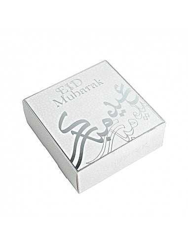 Boite Eid Moubarak Kali Argent Carré gâteau