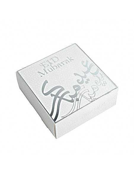 Boite Eid Moubarak Kali Argent Carré gâteau