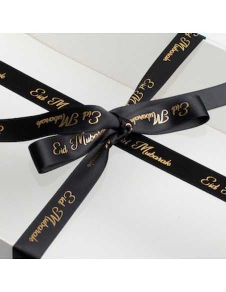 Ruban satin Noir Et Or Eid Mubarak