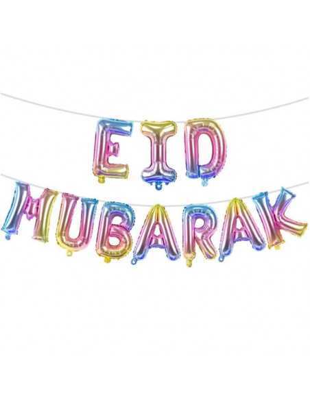 Guirlande Lettres Ballon Eid Mubarak Multicolore