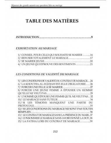 RÉPONSE DES GRANDS SAVANTS MARIAGE