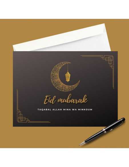 Lot de 5 cartes + enveloppes EID MUBAREK lune