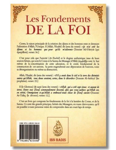 Couverture arrière du livre Les Fondements De La Foi - Cheikh Muhammad Ibn Abd Al-Wahhâb