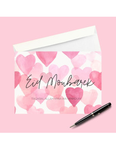 Lot de 5 cartes Eid Mubarek Coeurs