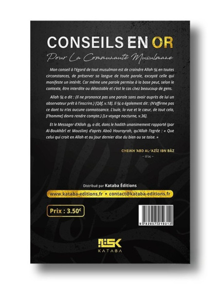 Conseils En Or - Cheikh Ibn Bâz - Couverture arrière